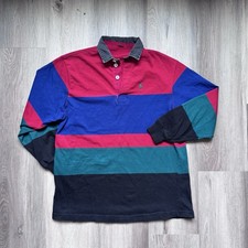 Vintage Polo Ralph Lauren Rugby Shirt Long Sleeve Men Color Block Sz S Red/Blue picture