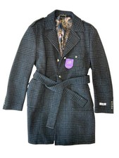 Tayion Mens Regular fit Overcoat Coat 42 S Blue Check picture