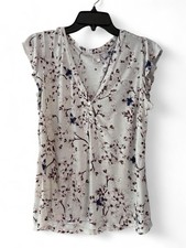 Anna Glover H&M Blouse Size Medium Floral V-Neck Flutter Sleeve picture