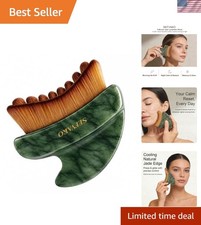 Lymphatic Contour Face Brush, Dual-Ended Dry Brush + Cool-Touch Jade Gua Sha ... picture