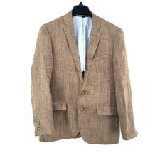J.Crew Ludlow Blazer Mens 40R Brown Herringbone Slim Fit Linen Silk Wool Blend picture