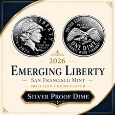 2026 S Emerging Liberty Dime ~ .999 Silver Proof ~ US Mint Seminquincentennial picture