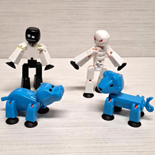 Zing Stikbot Figure Lot of 4 - Monster Grim Skeleton, Safari Hippo & Lion, Base picture