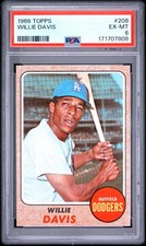 1968 Topps Willie Davis #208 LA Dodgers Legend PSA 6 EX Well Centered. See Notes picture
