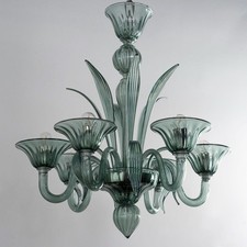 Vintage French Sea Green Glass Chandelier 6/8/10-Light Pendant for Dining picture