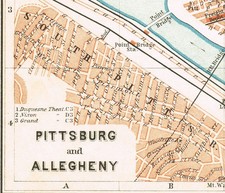 PITTSBURGH 1899 Original Antique Map City Plan PENNSYLVANIA ALLEGHENY Pittsburg picture