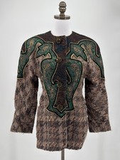 Vintage Koos Van Den Akker Couture Artsy Mixed Media Collage Jacket Sz 10 picture