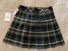 NWT Aritzia Sunday Best Plaid Olive Micro Pleated Mini Skirt Size 6 picture
