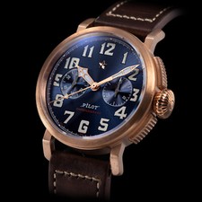 Sugess PILOT MASTER Chrono CuSn8 Bronze Mechanical Watch Seagull 1963 SUPILOT009 picture