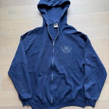 Vintage 90s US Coast Guard Zip Up Hoodie Navy Blue College House XL Made in USA picture