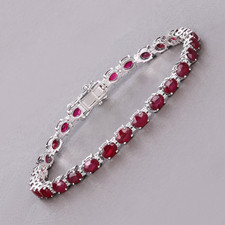 16.00 Ct Oval Cut Natural Ruby Diamond Tennis Bracelet 14K White Gold 7 Inch picture