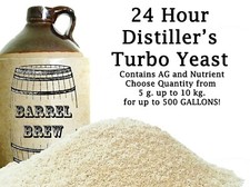 24 Hour Turbo Yeast w/ AG Moonshine Alcohol Whiskey Rum Vodka UP TO 500 GALLONS picture