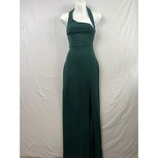 Lulus Maxi Dress Womens XXS Green Asymmetrical Halter Side Slit Formal Gown New picture