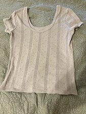 Madewell Women’s Muted Lilac Pointelle Scoop Neck Short Sleeve T-Shirt XXS picture