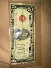 1928 F Five Dollar $5 Bill Red Seal United States Note CIRCULATED I/A Block picture