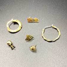 Vintage 14K Yellow Gold & 18k Hoops/Stud/Single Earrings Lot Signed/3g/Used/Nice picture