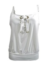 MICHAEL Michael Kors Women's Lace-Up Blouson Tankini Top (M, White) picture
