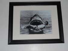 Large Framed Jaws 1974 Behind the Scenes Steven Spielberg in Shark 24