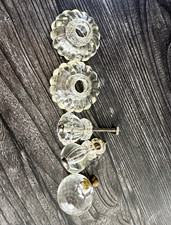 Vintage Clear Glass Crystal Cabinet Drawer Knobs Mixed Lot of5Mismatched Salvage picture