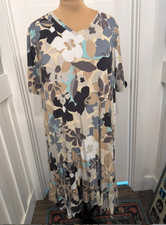 LOGO by Lori Goldstein Regular Rayon 230 Elbow Sleeve Dress Ink Floral XL picture