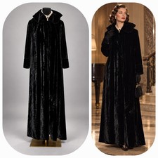 VTG'40s Jay Ann Black Velvet Opera Coat Evening Hostess Gown Dramatic Coll picture