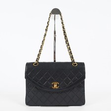 Auth Chanel Matelasse Half Moon Flap Bag 25cm Black Quilted Chain 08E0717270006 picture