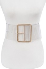 BNWT Skinny Square Simple Buckle Cleared Transparent Fashion Wide Belt picture