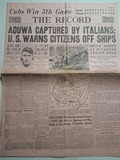 1935 THE RECORD Philadelphia Oct 7 ITALY ETHIOPIA picture