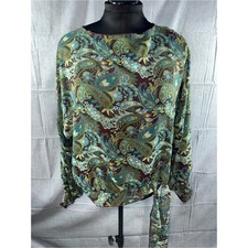 2840-Yves St. Clair Vintage Paisley Tie-Waist Tunic - Brown, Green, Blue picture