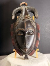 Antique Mid 20th Century African Hand Carved Baule Ram Mask picture