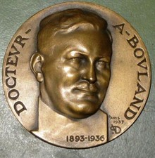 1937 French Bronze Medal Plaque Honoring Doctor A. Bouland picture