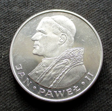 COMMEMORATIVE SILVER 1000 ZLOTYCH 1982 COIN OF POLAND ~ POPE JOHN PAUL II UNC picture