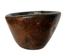 Antique 19th C Spanish Oak Burl Bowl Hand Carved Treen 5” Figured Burl picture