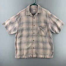 Vintage Rusty Shirt Mens Large 90s Shadow Plaid Surf Woven Cotton Button Up picture