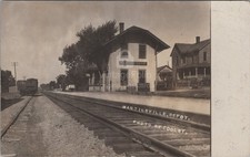 Railroad Depot Martinsville IL Train Freight Boxcar RPPC 1907 Cooley Postcard picture