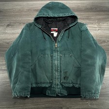 Vintage Walls Workwear Jacket Mens XL Green Canvas Faded Thrashed Made in USA picture