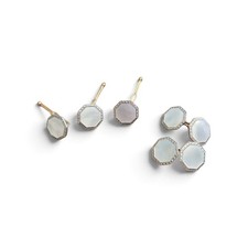 Vintage Krementz Art Deco Mother of Pearl Cufflinks & Shirt Studs Tux Dress Set picture