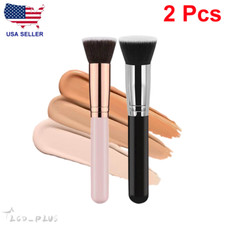 2Pcs Pro Foundation Makeup Brush Flat Top Kabuki for Blending Liquid Cream New picture