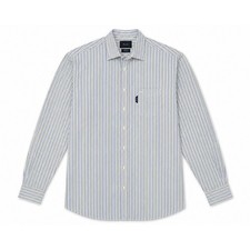 Faconnable Button Down Shirt Mens XL Blue Green Striped Long Sleeve Cotton Prep picture