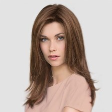 Women Light Brown Highlighted Medium Length Wigs Loose End Curls Full Wig Daily picture
