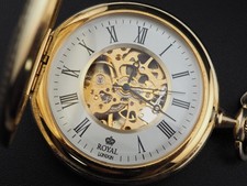Vintage Royal London Gold Plated Mechanical Pocket Watch JAPAN picture