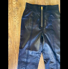 TOM FORD Black Leather Skinny Pants Women’s Size 2 Zip Closure Zipper Detail picture