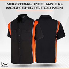 MEN'S  WORK SHIRT MECHANICAL/INDUSTRIAL WITH VERITICAL REFLECTIVE SAFETY LINING picture