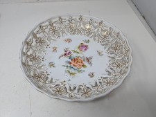 Antique Coiffe Limoges France Reticulated Floral Porcelain Bowl Gold 1891 (N1) picture