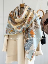 Sallys 70% Cashmere 30% Silk Wrap Scarf Animal Print Double Face Shawl 53