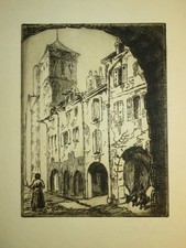 FRENCH SCHOOL XX RARE ENGRAVING EAU FORTE LA ROCHELLE CHARENTE MARITIME 1920 picture