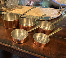 5-Piece Copper Saucepan & Measuring Cups Set, Stainless Interior, Long Handles,  picture