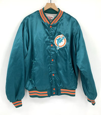 Vintage Miami Dolphins Jacket Mens XL Satin Bomber Locker Line 90s NFL Made USA picture