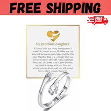 To My Daughter Hug Hope Rings, I Love You Foreve Motivational Stainless Steel Sp picture