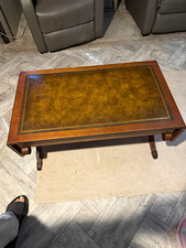 VTG Mid-Century Weiman Mahogany Leather-Top Drop-Leaf Coffee Table (Model 5127) picture